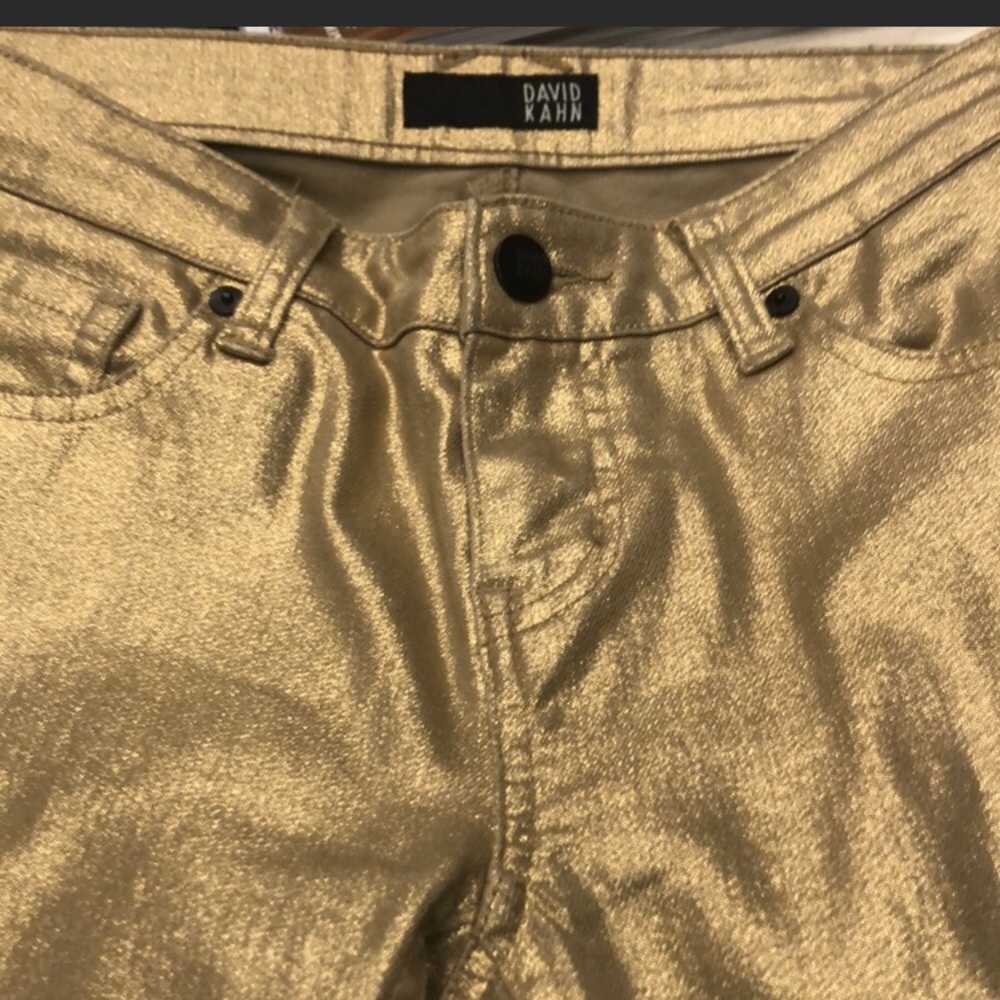 David Kahn Mickayla Gold Lam’e Jeans Skinny Low